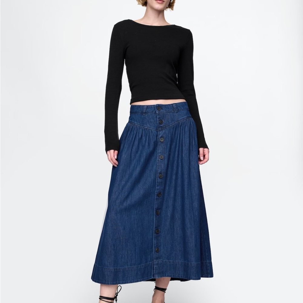 GAP Blue Midi A-Line Pleated Skirt